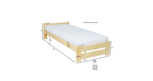 Postel CARYO 160x200, masiv borovice