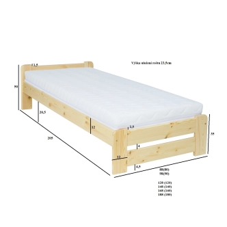 Postel CARYO 180x200, masiv borovice, moření: šedá