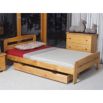 Postel CAYSON 120x200 cm s roštem, masiv borovice/moření olše