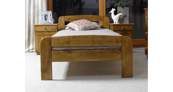 Postel CAYSON 90x200 cm s roštem, masiv borovice/moření dub