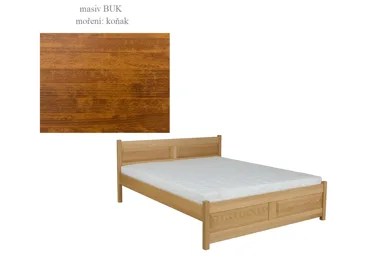 Postel DICHOTOMA 140x200, masiv buk/moření: koňak