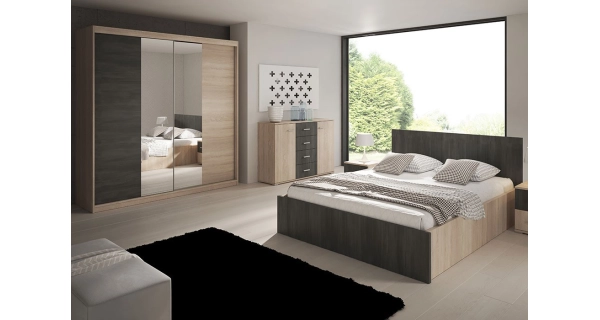 Postel EUTICHIANO 160x200 cm, dub sonoma/borovice norská