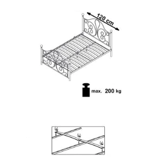 Postel GARTHA 120x200 cm, bílá