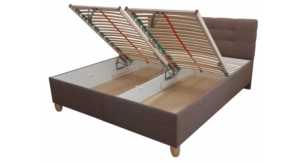 Postel GRATČANKA 160x200 cm s prošívaným  čelem, hnědá