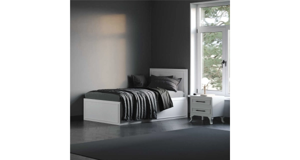 Postel GRAVEN 100x200 cm, bílá DOPRODEJ