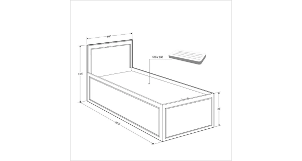 Postel GRAVEN 100x200 cm, bílá DOPRODEJ