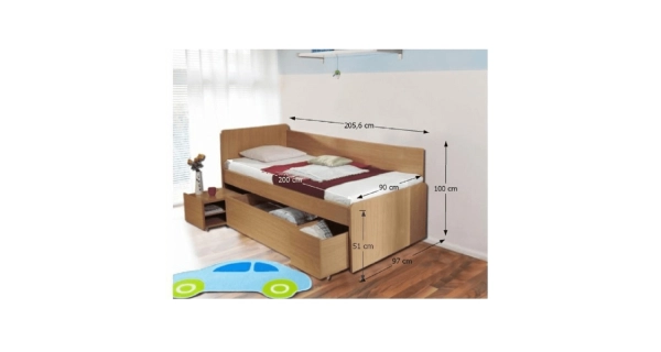 Postel HAKUNA s úložným prostorem, buk