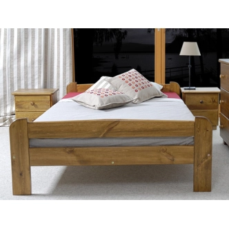 Postel HAMARD 120x200 cm s roštem, masiv borovice/moření dub