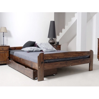 Postel HAMARD 140x200 cm s roštem, masiv borovice/moření ořech