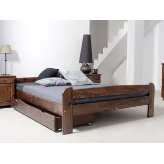 Postel HAMARD 160x200 cm s roštem, masiv borovice/moření ořech