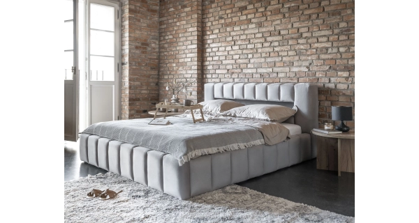 Postel HUA 07 s LED osvětlením 180 x 200 cm, šedá