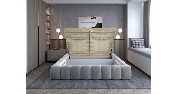 Postel HUA 07 s LED osvětlením 180 x 200 cm, šedá