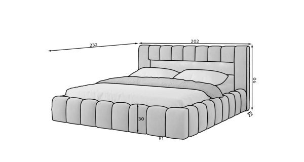 Postel HUA 07 s LED osvětlením 180 x 200 cm, šedá
