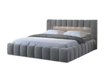 Postel HUA 08 s LED osvětlením 180 x 200 cm, šedá