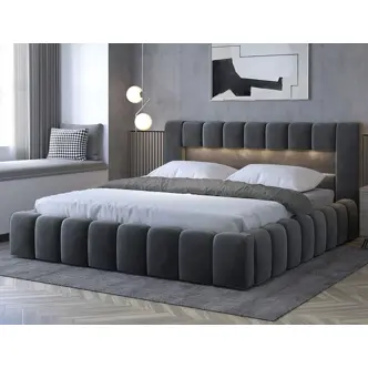 Postel HUA 08 s LED osvětlením 180 x 200 cm, šedá