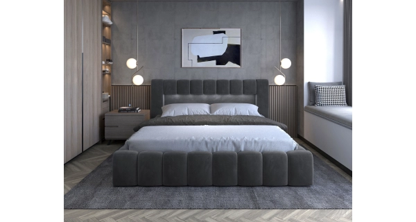 Postel HUA 08 s LED osvětlením 180 x 200 cm, šedá