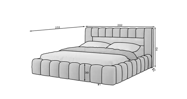Postel HUA 09 s LED osvětlením 180 x 200 cm, tmavě šedá