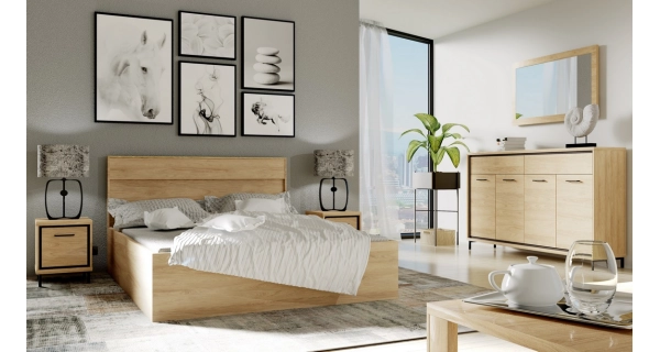 Postel IPPOLITO 140x200 cm, dub hickory