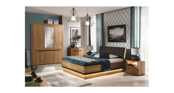 Postel KITONGO 180x200 cm, dub granson/grafit