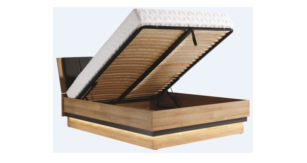 Postel KITONGO 180x200 cm S ROŠTEM, dub granson/grafit