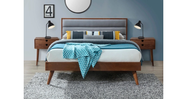 Postel MARCIANO 160x200 cm, šedá/ořech