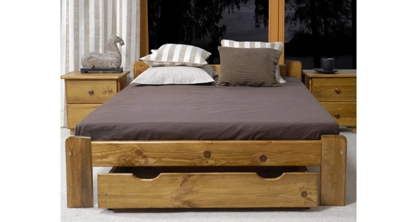 Postel MAYSON 160x200 cm s roštem, masiv borovice/moření dub