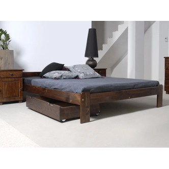 Postel MAYSON 160x200 cm s roštem, masiv borovice/moření ořech