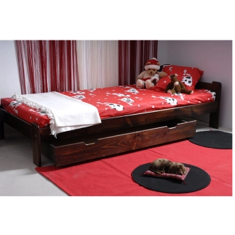 Postel MAYSON 80x200 cm s roštem, masiv borovice/moření ořech