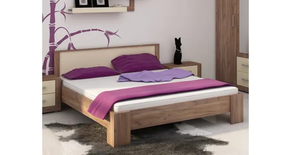 Postel MOLTENO 160x200 cm bez roštu, craft tobaco/krém