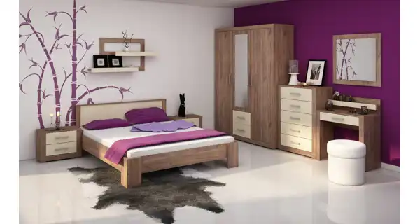 Postel MOLTENO 160x200 cm s roštem, craft tobaco/krém