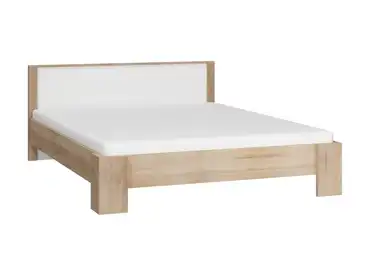 Postel MOLTENO 160x200 cm s roštem, dub sonoma/bílý lesk