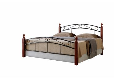 Postel NEJBY 180x200 cm s roštem, masiv/kov, třešeň antická 