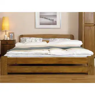 Postel OAKLEY 140x200 cm s roštem, masiv borovice/moření dub