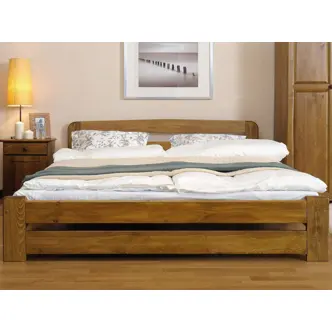 Postel OAKLEY 160x200 cm s roštem, masiv borovice/moření dub