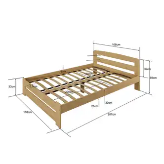 Postel OAKLEY 160x200 cm s roštem, masiv borovice/moření ořech
