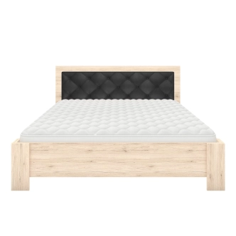 Postel RADICH 160x200 bez roštu a matrace, dub sanremo/černá
