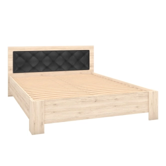 Postel RADICH 160x200 bez roštu a matrace, dub sanremo/černá