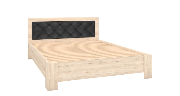 Postel RADICH 160x200 bez roštu a matrace, dub sanremo/černá