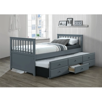 Postel s přistýlkou ALINAFE 90x200 cm, šedá