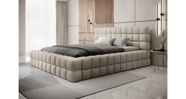 Postel SWINDER 140x200 cm, tmavší krémová