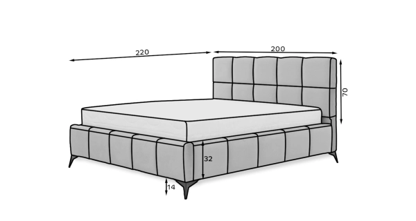 Postel TEUL 180x200 cm, zelená