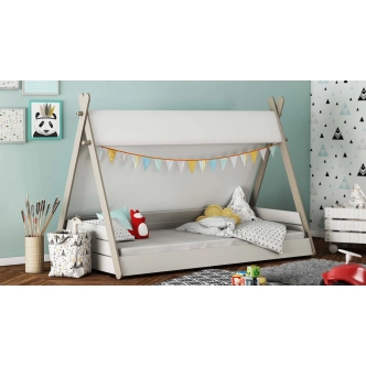 Postel VINNETOU s přístřeškem 70x140, bílá/béžová