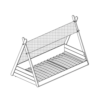 Postel VINNETOU s přístřeškem 90x200 cm, bílá/béžová