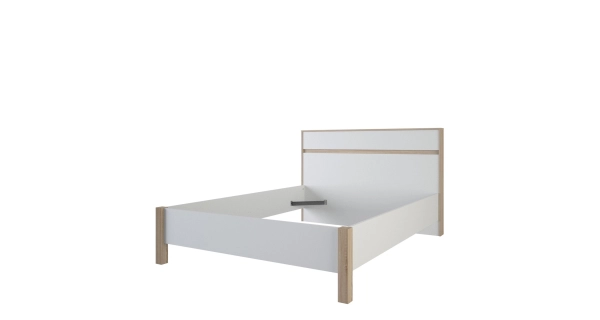 Postel WHEELER 140x190 cm, bílá mat/dub kartáčovaný