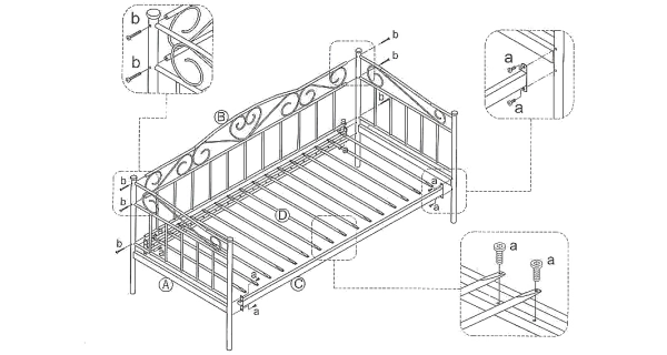 Postel YBANO 90x200 cm, černá