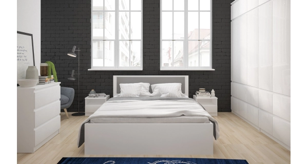 Postel ZAIRE 160x200 cm, alpská bílá/bílý lesk