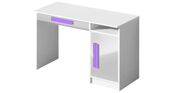 Pracovní stůl BLOURT, bílý lesk/fialová
