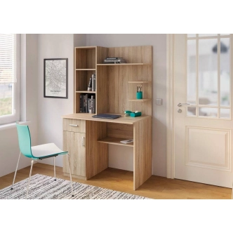 Pracovní stůl KONA s nástavcem, levý, dub sonoma