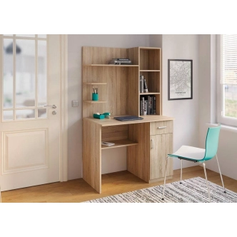 Pracovní stůl KONA s nástavcem, pravý, dub sonoma