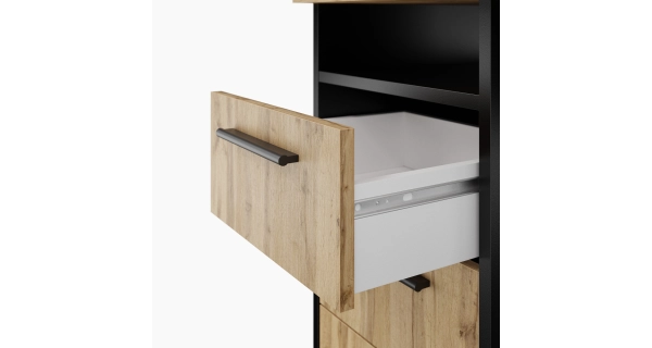 Pracovní stůl NEJBY TRESON II, černá/dub wotan - II. jakost, POUZE OSOBNÍ ODBĚR